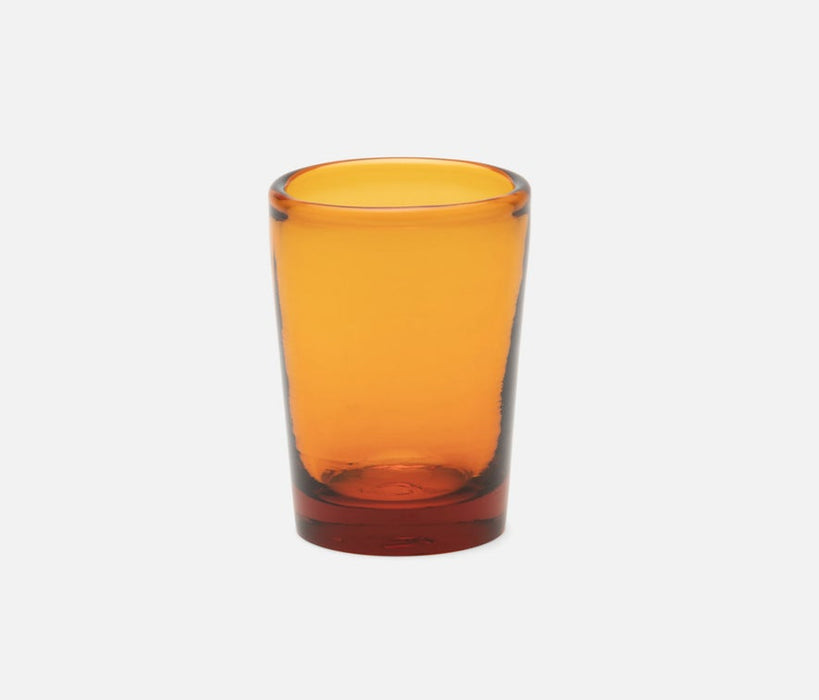 JONAH Amber Orange Tumbler Glass, Hand Blown, Pack of 6
