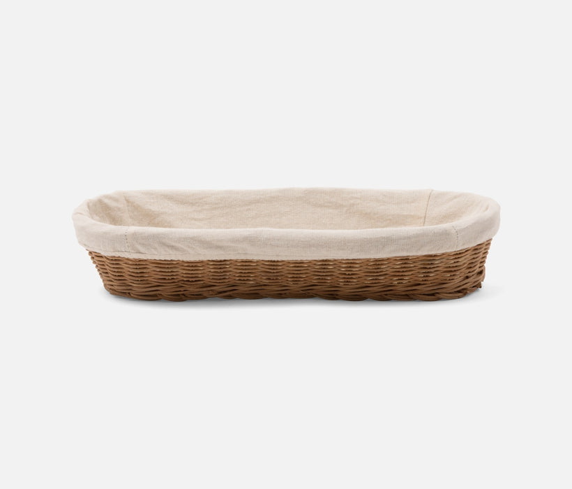 LASATA Small Natural Rattan Oblong Tray with Liner, Pack/2