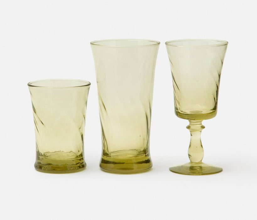 COLETTE Sage Green Wine Glass, Hand Blown, Pack of 6