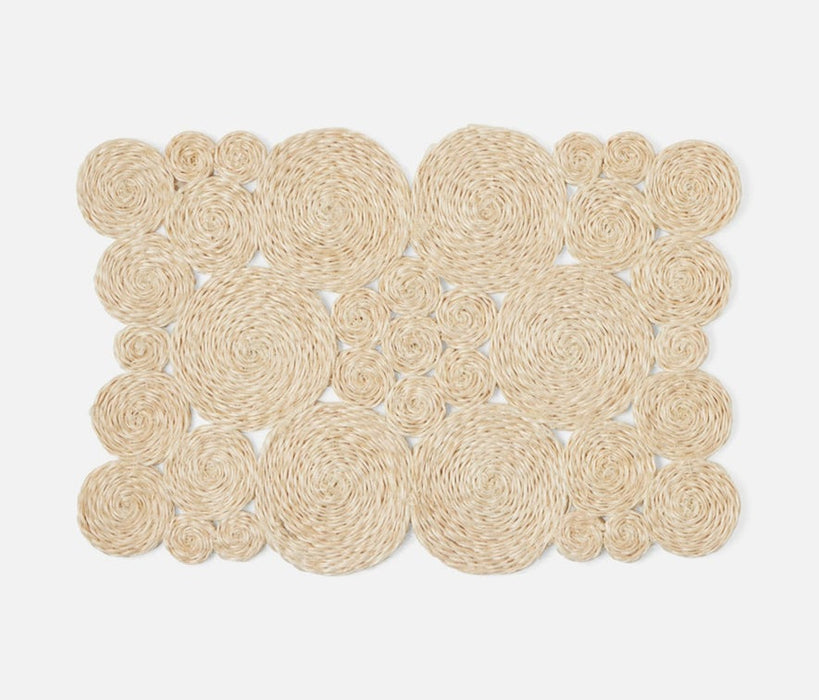 FRANCINE Bleached Rectangular Placemat, Abaca, Pack/4