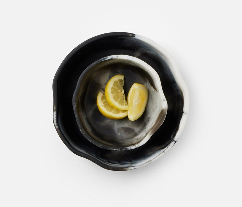 BEATRIX Black Swirled Resin Serving Bowls, Set of 2