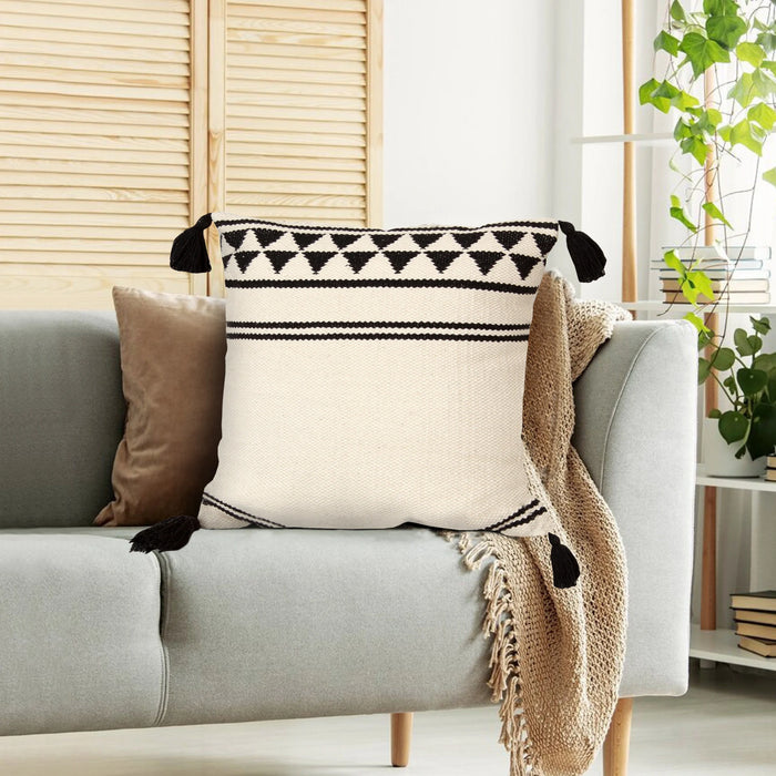 Modern Striped Tassel Throw Pillow by DunaWest