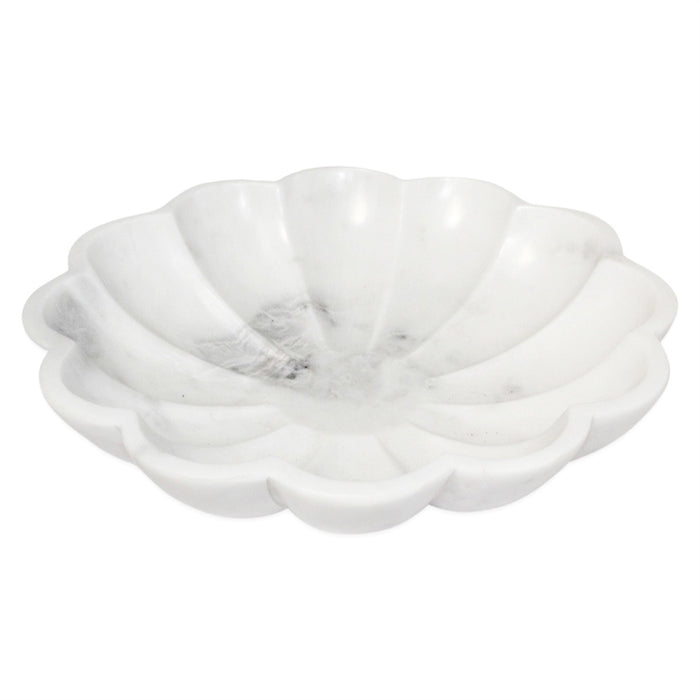 Large White Marble Lotus Bowl