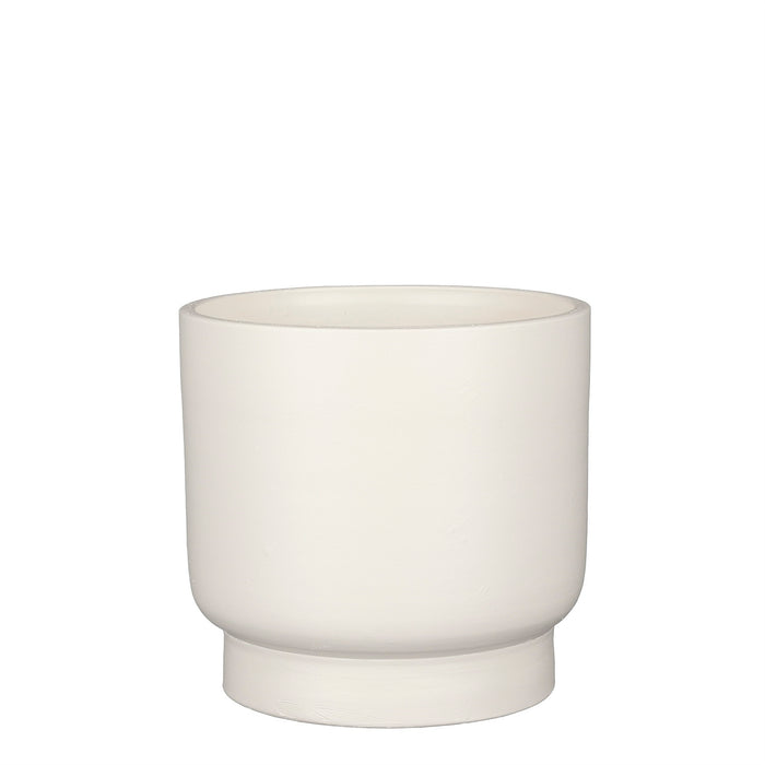 Large Riva Round White Pot - White