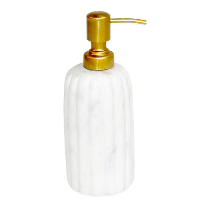 White Marble Soap Dispenser with Grooving