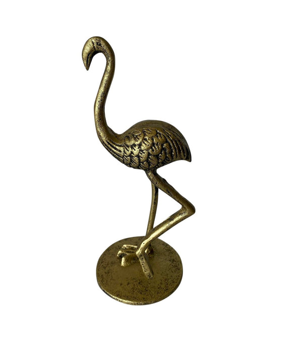 Cast Iron Flamingo 10" Height Gold