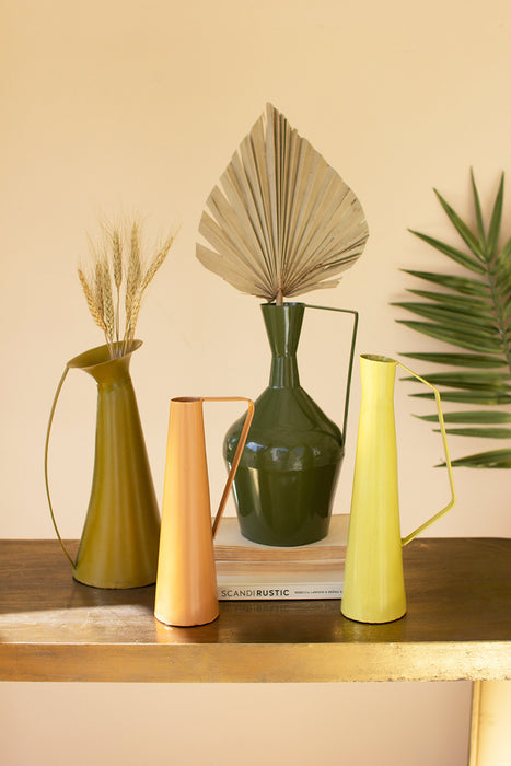 Chic Home Decor with   Painted Metal Vases with Handles