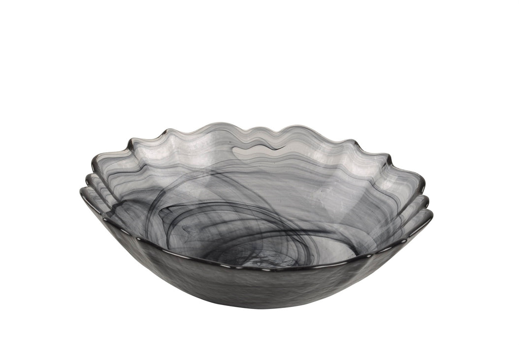 Swirl Glass Black Bowl