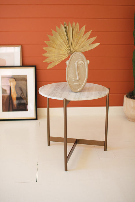 iron side table with marble top