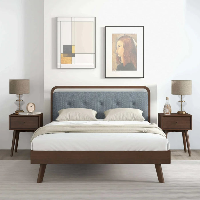 Clyda Mid Century Modern Modern Solid Wood Platform Bed