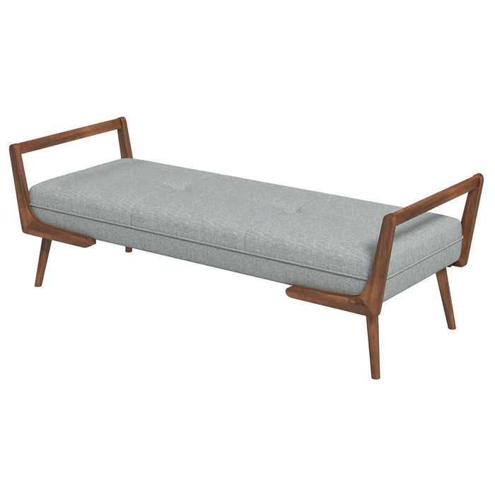 Cora Mid Century Modern Grey Fabric Bench