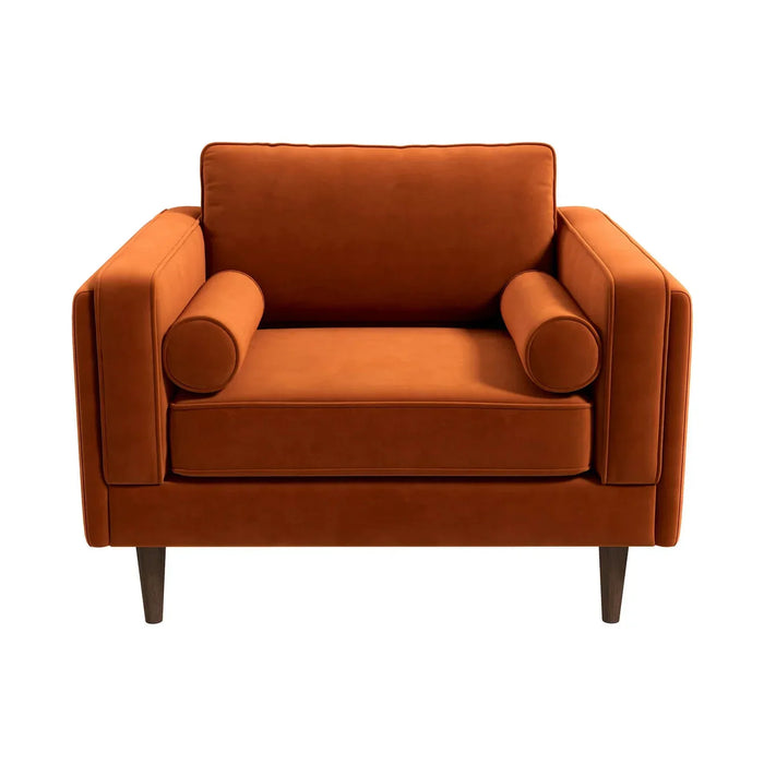 Amber Burnt Orange Velvet Lounge Chair