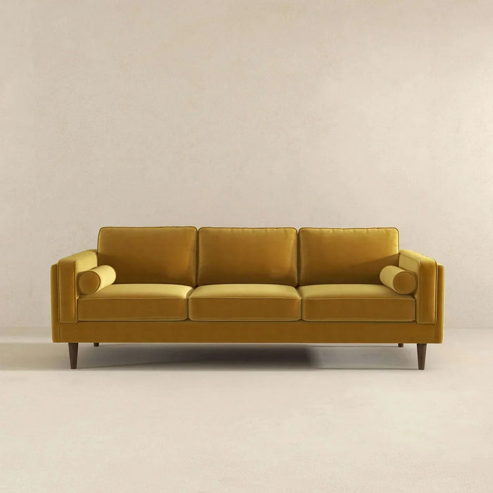Amber Mid Century Modern Yellow Luxury Modern Velvet Sofa