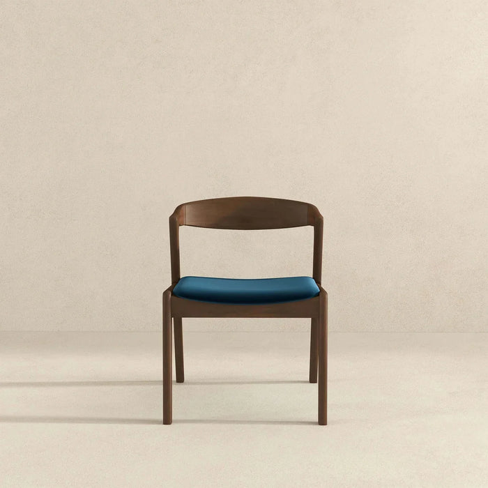 Dakota Mid-Century Modern Solid Wood Blue Velvet Dining Chair (Set of 2)