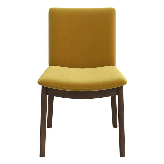 Laura Mid-Century Modern Gold Velvet Solid Wood Dining Chair (Set of 2)