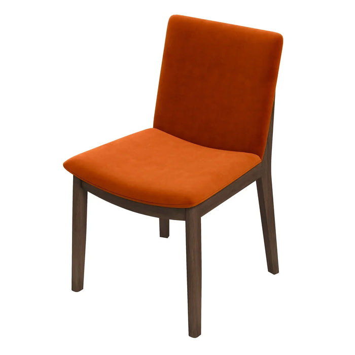 Laura Mid-Century Modern Burnt Orange Velvet Solid Wood Dining Chair (Set of 2)