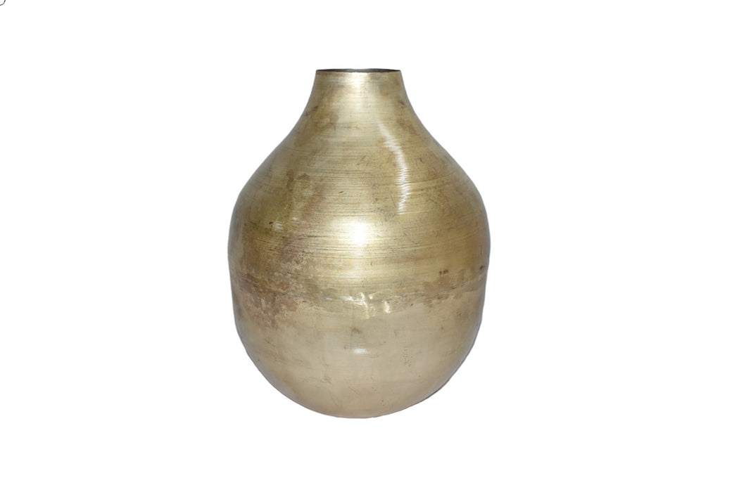 Large Iron Vase Brass 10.75”H - Silver Old Brass