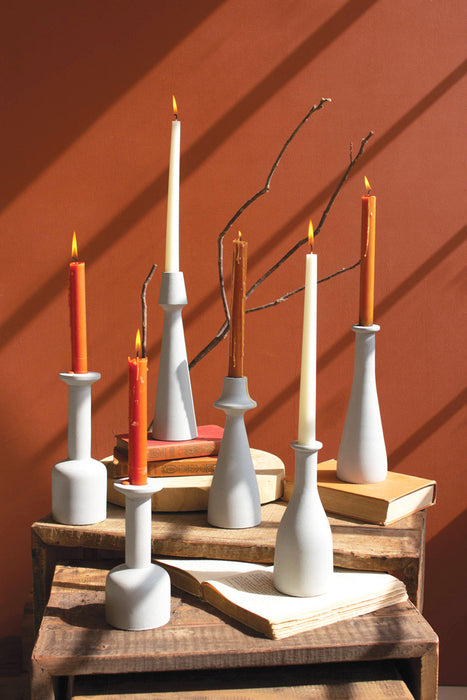 Set of 6 Cast Aluminum Taper Candle Holders
