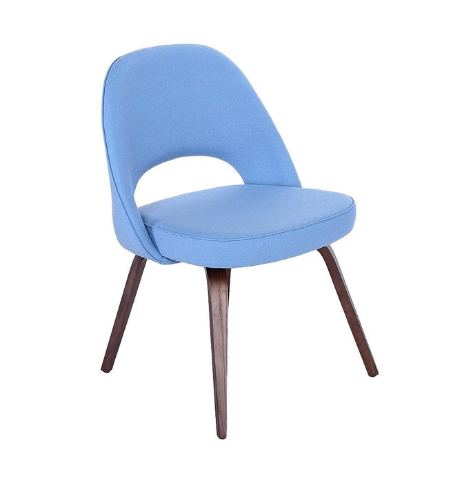 Sienna Executive Side Chair - Light Blue Fabric & Walnut Legs