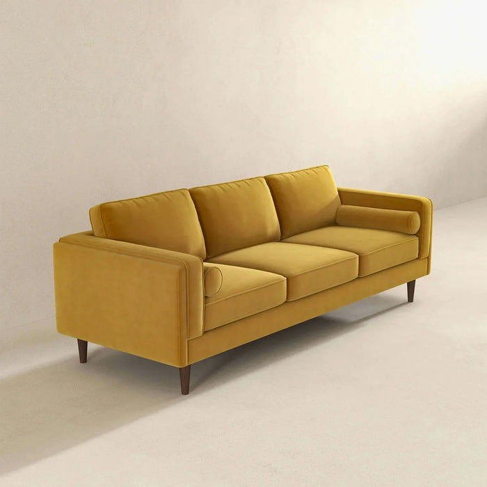 Amber Mid Century Modern Yellow Luxury Modern Velvet Sofa