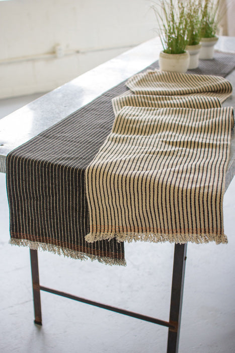 Set of 2 Cotton and Jute Table Runners