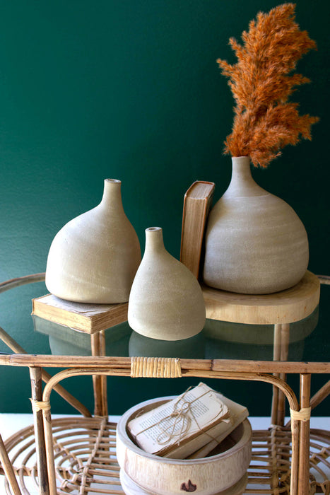 Set of 3 Clay Teardrop Bud Vases for Elegant Floral Arrangements